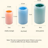 Paw cleaner cup measurements for sizes S, M and L